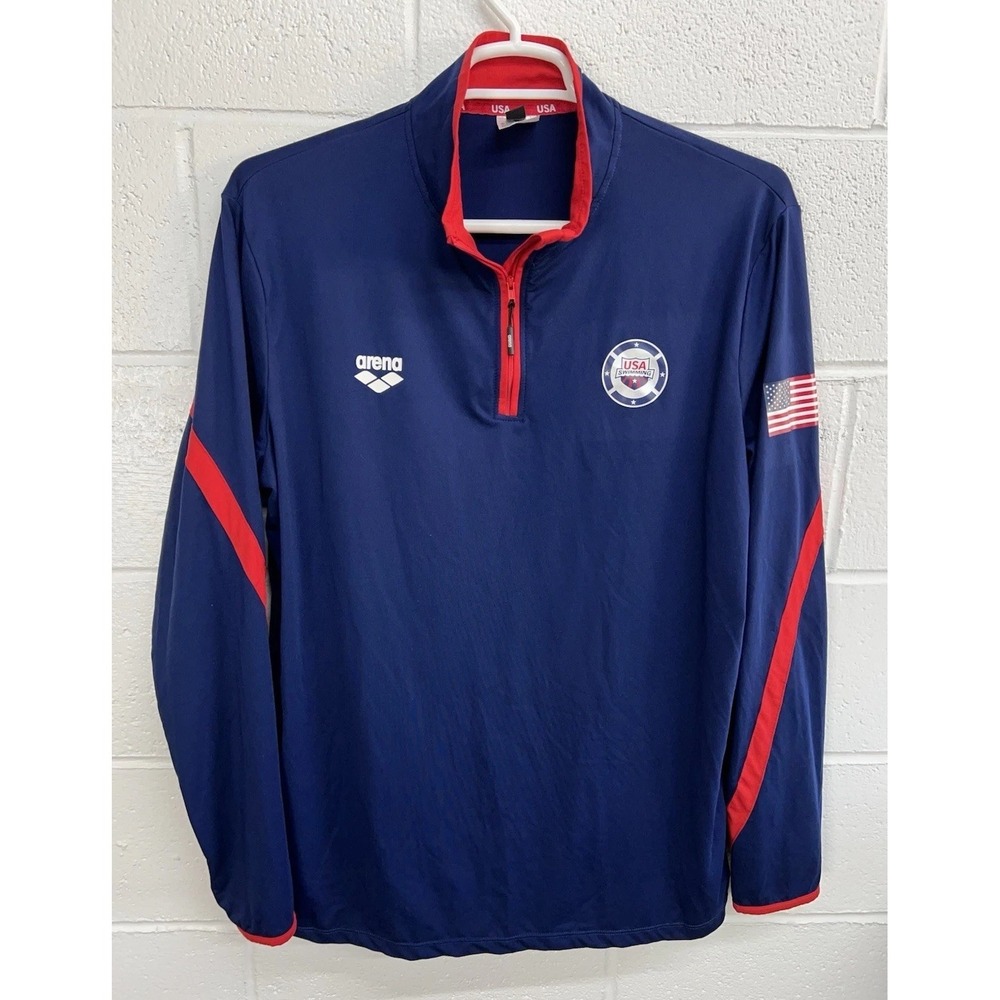 Arena USA Swim Team Pool Side Warmup1/2 Zip Tech‎ LS Shirt Jacket / Size XXL